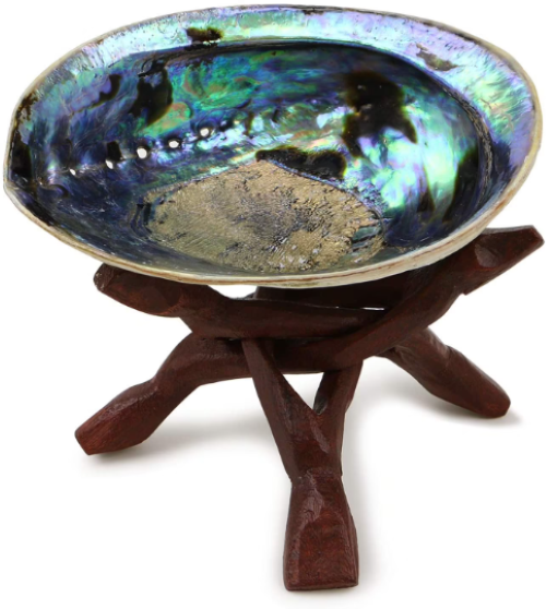 Abalone Smudge Bowl & Wooden Tripod